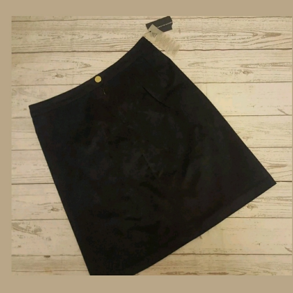 Tommy Hilfiger Faux Suede Navy Blue Pencil Skirt 2